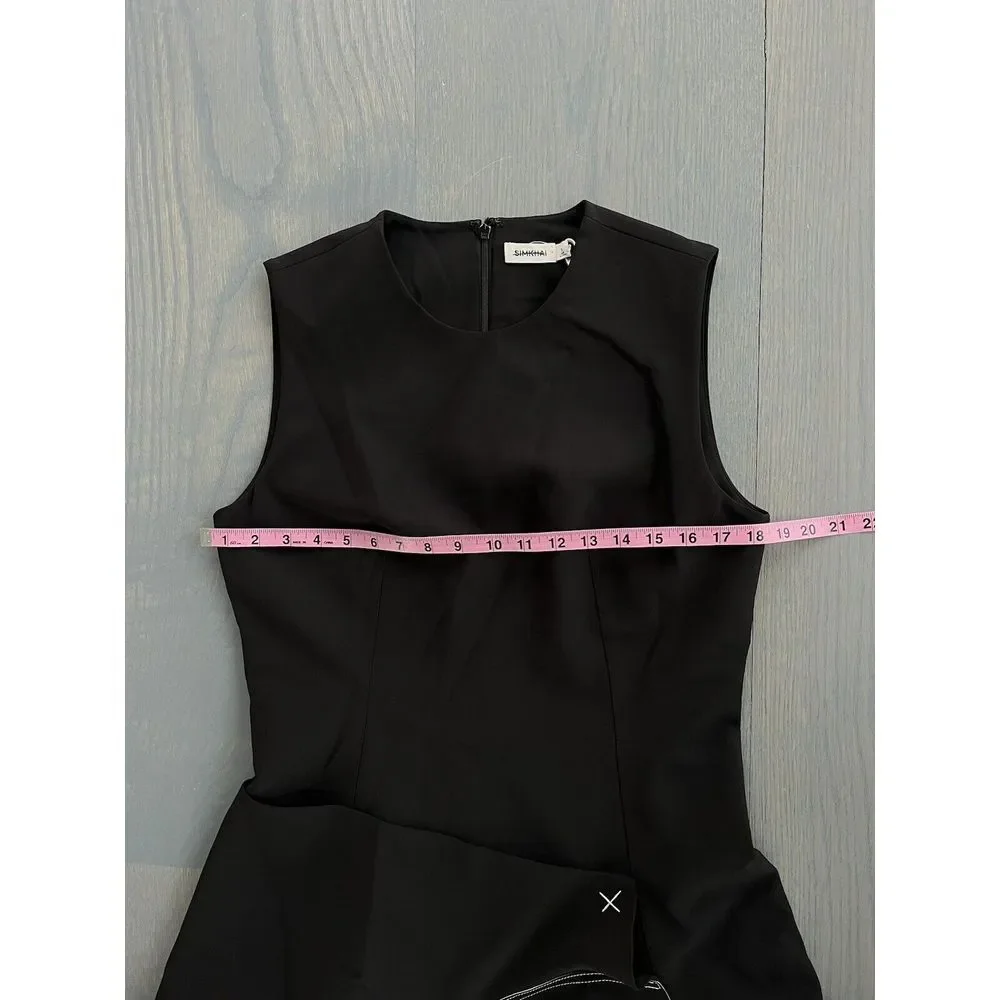 Simkhai $1215 Asymmetrical Hem Sleeveless Dress Contrast Stitching 12 - Picture 8 of 13